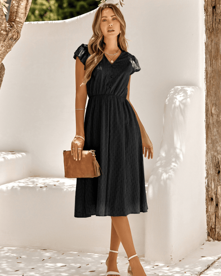 DELPHINE DRESS - CLASSIC ELEGANT MIDI DRESS