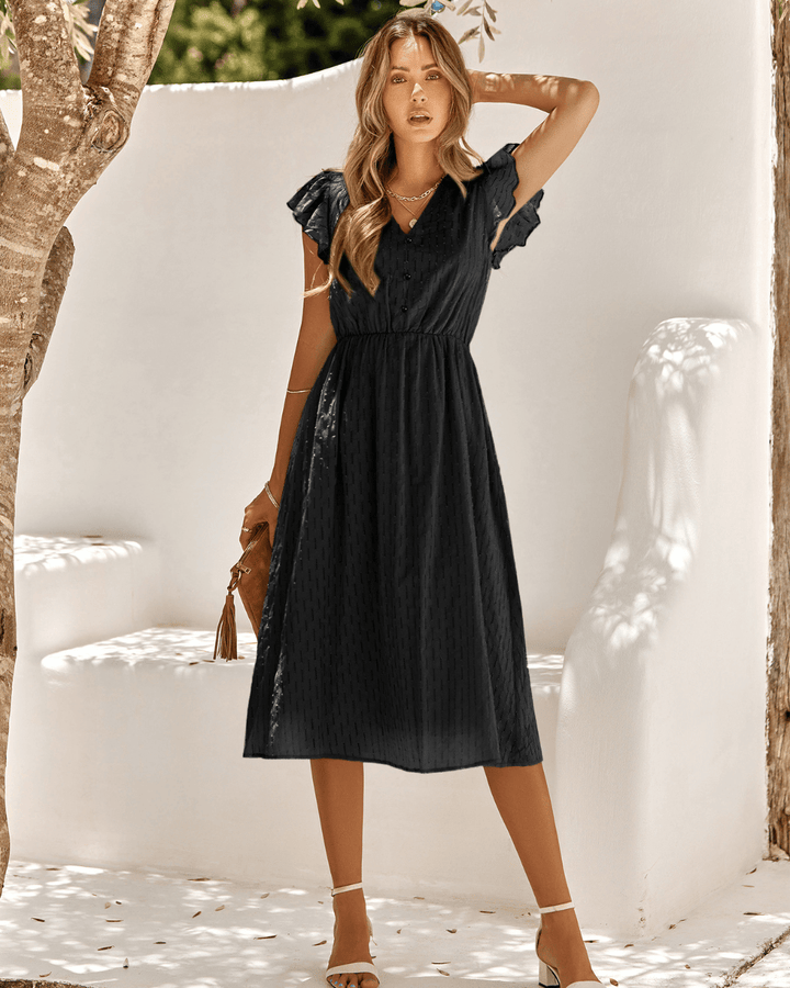 DELPHINE DRESS - CLASSIC ELEGANT MIDI DRESS