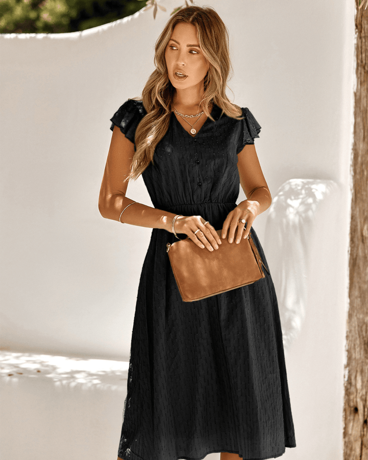 DELPHINE DRESS - CLASSIC ELEGANT MIDI DRESS