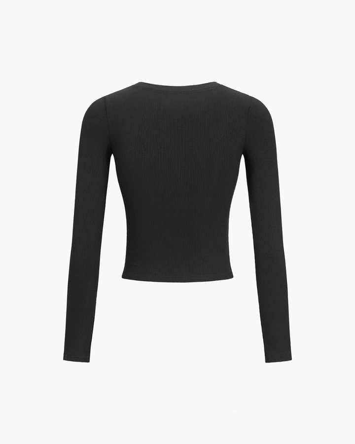 TESSA TOP - FITTED BUTTONED LONG SLEEVE CROP TOP