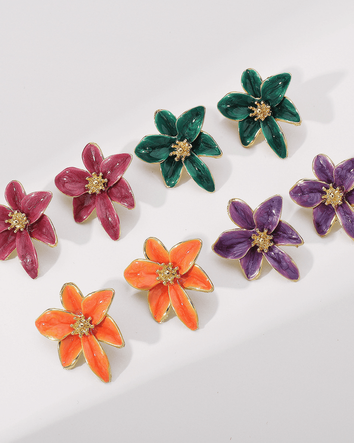 ENAMEL FLOWER STUD EARRINGS