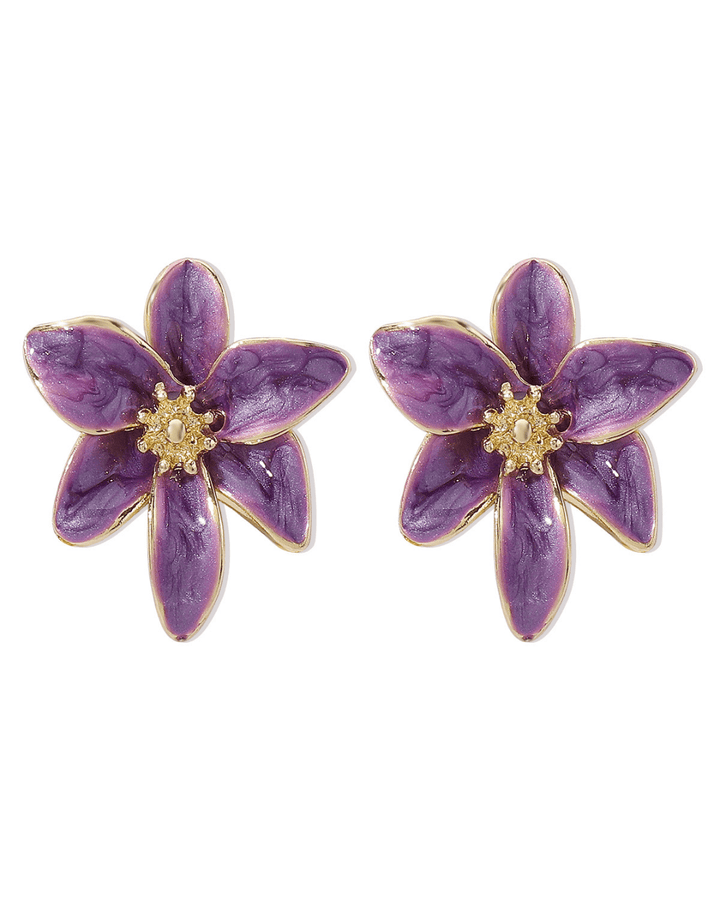 ENAMEL FLOWER STUD EARRINGS