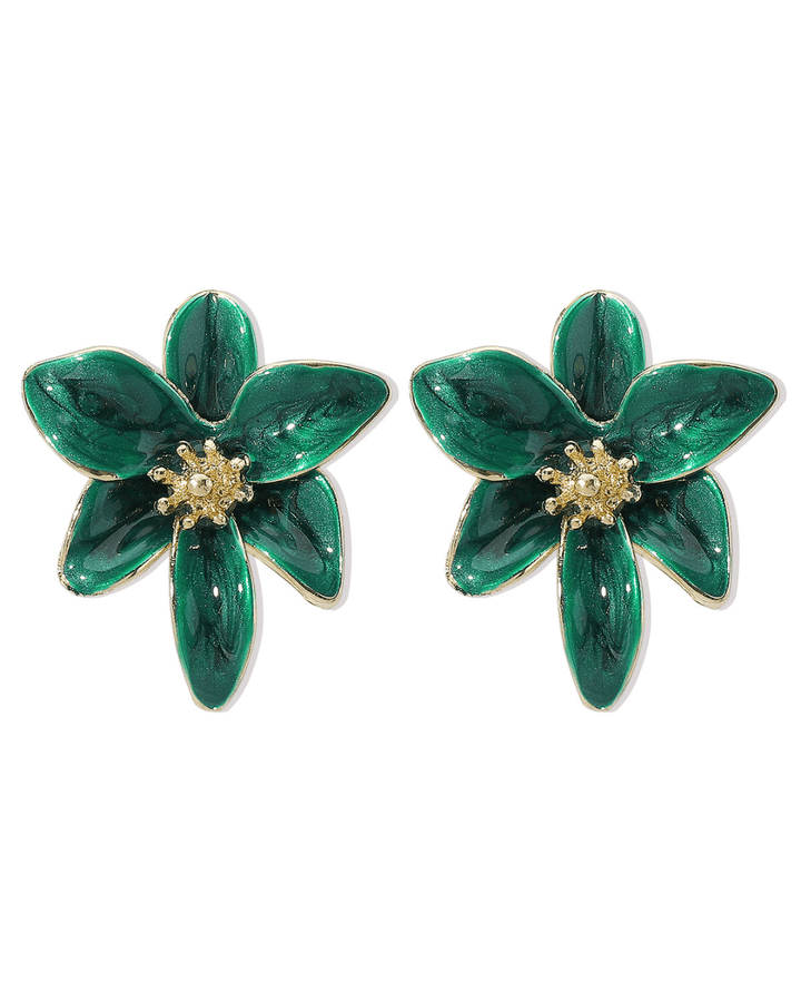 ENAMEL FLOWER STUD EARRINGS